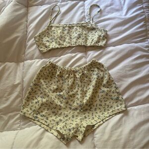 Floral Print Yellow Sleepwear Set